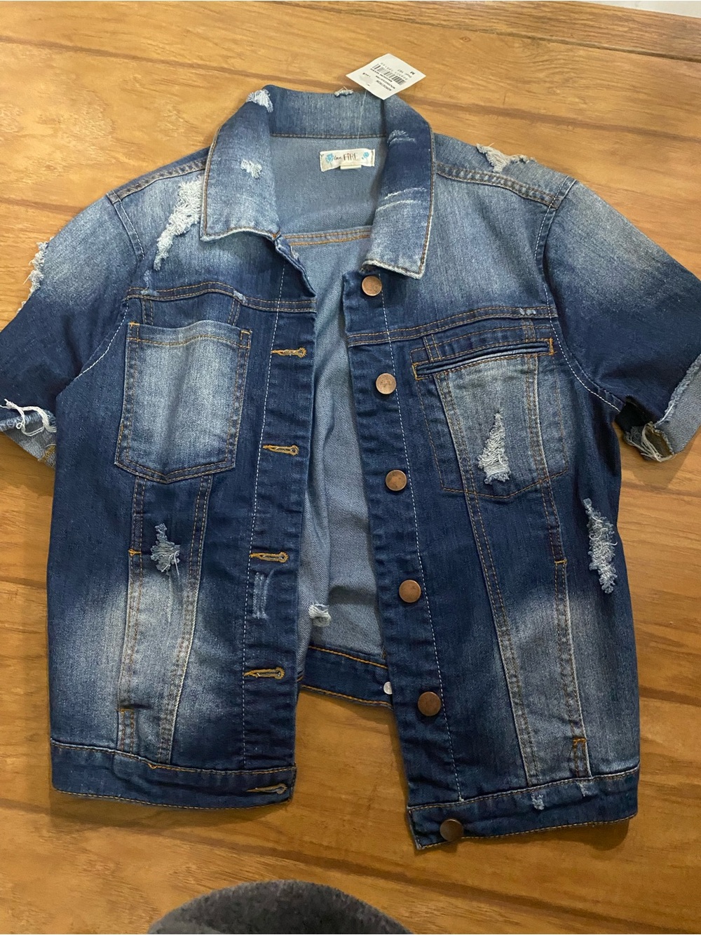 love, Fire Medium Wash Denim Jacket - Blue